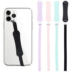 OLYCRAFT 4 Sets Silicone Phone Finger Strap Universal Silicone Elastic Loop Phone Grip Reusable Hand Finger Holder Phone Grip Holder for Most Phone Case - Black/Pink/Purple/Mint Green