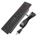 Desk Power Bar USB C 20W Fast Charge Recessed Power Strip Mounted Desktop Plug in Extension Cord 4 Outlets (1 Extra Wide Space Outlet) 3 USB Ports (w Switch) for Table Conference Countertop