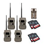 Cuddeback CuddeLink Wireless Trail Camera 3rd Gen Sensor, Low-Glow IR LED Camera with Antenna Bundle with 32 GB Memory Card, and USB Card Reader (4-Pack)