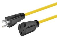 Monoprice Outdoor Extension Cord - 50 Feet - Yellow | NEMA 5-15P to NEMA 5-15R, 14AWG, 15A, SJTW, for Computers, Monitors, Scanners, Printers