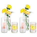 Hewory Glass Cylinder Vases Set of 6, Tall Clear Glass Vase for Flowers, Hurricane Candle Holder for Pillar Floating Candles, Flower Vase for Table Centrepiece for Wedding Home Decor, 10/15/20cm