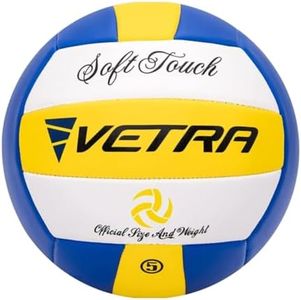 VETRA Volleyball Soft Touch Volley Ball Official Size 5 Yellow/Blue/White Outdoor Indoor Beach Gym Game Ball New (Yellow/Blue/White)