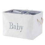 INough Storage Basket for Nursery, Baby Toys Storage Bins, Empty Large Basket,for Baby Girls or Boys Room,Wipes and Diapers, Storage Box for Nursery/Kids Room (16 x 12.2 x 11 Inches)