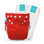 Charlie Banana Baby Fleece Reusable and Washable Cloth Diaper System, 1 Diaper and 2 Inserts, Red, One Size