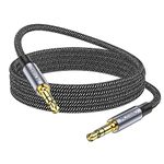 MOSWAG 3.5mm Aux Cord to 3.5mm Audio Aux 3 Pole Jack Cable Male to Male Aux Cable Nylon Braided Stereo Jack Cord for Phones,Headphones,Speakers,Tablets,PCs,Music Players and More (1.64FT/0.5M, Black)