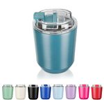 Puraville Insulated Tumblers with Lid, 10 oz Travel Coffee Mug Stainless Steel Vacuum Thermos Cup, Leak Proof Reusable Double Walled Coffee Tumbler for Iced and Hot Drinks, Peacock Blue