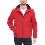 Tommy Hilfiger Men's Hooded Performance Soft Shell Jacket Windbreaker, Tommy Red, M