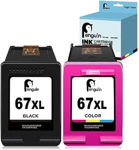 Penguin Ink Cartridges 67XL for HP DeskJet 2855e 2842e 2800e 1255 Envy 6420 6422e 6050 6052 6055 6055e 1255 Envy Pro 6452 6455e 6458 Printer Remanufactured 67 XL hp 67xl Black and Color
