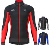 FDX Men’s Thermodream Winter Cycling Jersey Long Sleeve, Water Resistant, Windproof, Thermal, Lightweight, Warm Super Roubaix Fabric, Cycle Top, Bicycle Riding Sports MTB Clothing (Red L)