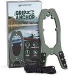 FARWATER Canoe Anchor Grip - Boat, Float Tube & Kayak Fishing Accessories, Kayaking Equipment - Brush Clamp Anchor with Teeth - Gripper with 15ft Paracord - Rubber Grips - Coated Steel - Matte Green