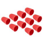 PATIKIL 0.71x1.1 Inch Rubber Finger Tips, 10 Pack Silicone Thumb Fingertip Protector Covers Guard Pads Thimble Grips for Office Counting Sewing, Red Small Size