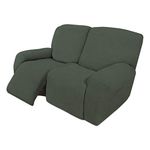 Easy-Going 6 Pieces Recliner Loveseat Stretch Sofa Slipcover Sofa Cover Furniture Protector Couch Soft with Elastic Bottom Kids, Spandex Jacquard Fabric Small Checks Olive Green