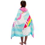 Kids Hooded Swim Beach Bath Towel 100% Cotton Cover-ups Cape Suitable for 3 to 8 Years Old Girls/Boys 76 X 127cm (Rainbow Unicorn)