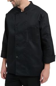 KITCHIEF Chef Jacket Black Chef Coat Long Sleeve Chef Clothes Men,Chef Uniform for Kitchen,Restaurant,Hotel Uniform (Black, Medium)