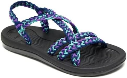 MEGNYA Women's Athletic Hiking Shoes, Casual Wadable Slide Sandals for Womens, Summer Arch Support Sandals with Soft Ropes for Walking Vacation Sport Purple Blue Size 10