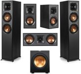 Klipsch Reference 5.1 Home Theater Pack with 2X R-620F Floorstanding Speaker, R-12SW Subwoofer, R-52C Center Channel Speaker and 2X R-41M Bookshelf Speaker, Black
