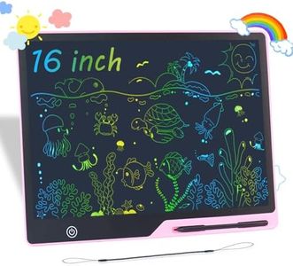 16 Inch Rechargeable LCD Drawing Tablet,Electronic Writing Tablet with Large Colorful Screen,Learning Gifts for 3-8 Year Old Boys and Girls (Ages 3+) Pink