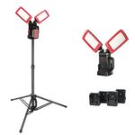 DAYATECH Cordless 12000 Lumen Work Light with Detachable Tripod Stand, Compatible with Dewalt, Milwaukee and Makita 18-21v Battery, Brightness Adjustable, Glareless and Flickerless,Red