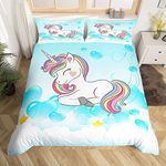 Unicorn Bedding Beautiful Horse Bedding for Girls Single Kids Dreamy Love Bedding Set Fantasy Unicorn Duvet Cover Set Magic Animal Teens Womens Room Decor with Pillowcase