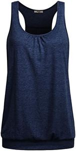 Miusey Women's Workout Tank Top, Sleeveless Round Neck, Trendy & Flattering Blue Camisole - L