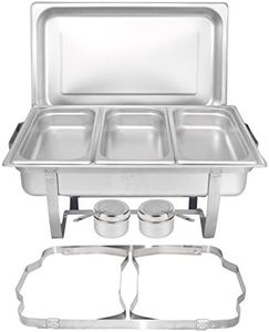 TigerChef Chafing Dish Buffet Set - Chaffing Dishes Stainless Steel - Chafer and Buffet Warmer Set with Steam Pans and Folding Frame - Food Warmers for Parties Buffets (1, 3 Third Inserts)