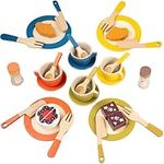 29Pcs Wooden Toy Kitchen Dish Set, Wooden Toy Plates and Dishes for Kitchen Set, Kitchen Role Play Toys gift for Children Kids Girls Ages 3 year old+