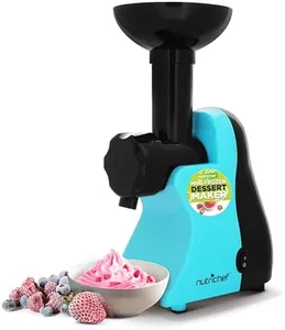 NutriChef Electric Frozen Fruit Dessert Maker - Fruit Sorbet Machine - Make Ice Cream, Dessert, Gelato, Smoothies, Slushies & Frozen Yogurt - Includes Food Plunger & Recipe Book - Blue