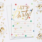 S&O Set of 25 Polka Dot Party Invites - Birthday Invitation Cards - Adult & Kids Birthday Party Invitations for Boys & Girls - Kids Birthday Invitations with Envelopes - Birthday Invite Cards - 4”x6"