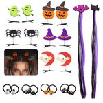 SNAILGARDEN 20 PCS Halloween Hair Accessories Set,10 Pcs Halloween Hairpins + 8 Pcs Hair Ropes + 2 Pcs Wig Pieces,for Halloween Costume Cosplay Dress Up Party Decoration