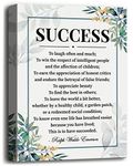 Success Motivational Quote Decor, Ralph Waldo Emerson Poem Inspirational Quote Decor, Success Canvas Prints Poster Wall Art, Motivational Wall Art, Gift for Home and Office Decor Under, Size 12x15