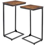 AMHANCIBLE C-Shaped End Table Set of 2, Couch Tables That Slide Under, TV Trays, Side Table for Small Space, Bedside Tables for Living Room, Bedroom, Metal Frame HET02BBR