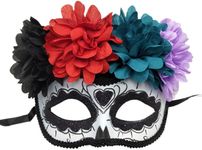 Sugar Skull Mask with Flower Women Face Decorations Mexican Masquerade Mask Ghost Cosplay Show Costume Halloween Carnival Party