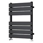 NRG 650 x 500 mm Designer Flat Panel Heated Towel Rail Radiator Black Bathroom Radiator