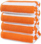 Utopia Towels Cabana Stripe Beach Towels, Orange, (30 x 60 Inches) - 100% Ring Spun Cotton Large Pool Towels, Soft and Quick Dry Swim Towels (Pack of 4)