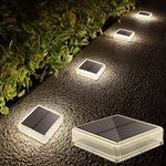 Lacasa Solar Deck Lights Outdoor Waterproof LED, Step Lights Solar Powered Driveway Dock Lights Marine, White 4000K, Dusk to Dawn, for Garden Steps Yard Patio Pathway, Square, 4 Pack