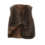 Zeiayuas Teddy Fleece Gilet for Women Sleeveless Button Down Waistcoat Sherpa Fluffy Vest Solid Color Body Warmer Lightweight Cozy Gilets Ladies Winter Warm Jacket with Pockets Fur Fuzzy Coat Outwear