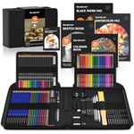 Shuttle Art 116 PCS Drawing Kit, Complete Drawing Supplies with Sketch Pencils, Colored Pencils, Graphite, Charcoal Sticks, Professional Drawing Tools and Paper Pads for Artists, Beginners and Kids