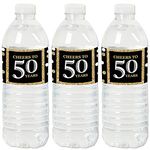 Big Dot of Happiness Adult 50th Birthday - Gold - Birthday Party Water Bottle Sticker Labels - Set of 20