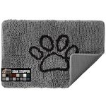 Gorilla Grip Absorbent Soak Stopper Doormat, Rubber Backing Welcome Mat, Muddy Dog Paws Dirt, Washable Quick Dry Microfiber Chenille Floor Interior Door Mats, Home Décor, 24x17 in Paw Gray