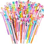 KAHEIGN 80Pcs Cartoon Gel Ink Pens, Random Assorted Styles Cute Animal Gel Ink Pens 0.5 mm Black Ink Cool Pens Fun Kawaii Gel Ink Pens for Office Student Kids School Supplies Present (17cm x 2cm)