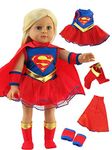 American Fashion World Super Girl Dress Costume for 18-inch Dolls| Premium Quality & Trendy Design | Dolls Clothes | Outfit Fashions for Dolls for Popular Brands