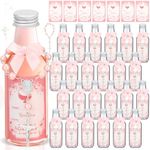 FillTouch 12 Sets Baptism Cross Rosary Holy Water Bottle Set 1.7oz Holy Water Container Empty Baby Shower Bottles Baby Shower Centerpieces for Easter Baptism Party Church Table Boy Girl Newborn (Pink)