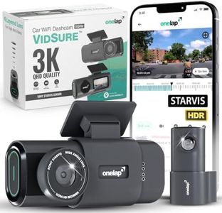 Onelap Vidsure™ (2025 Launch Front + Rear) - 3K Dashcam for Car | Real Sony STARVIS IMX335 | 5MP 3K UpScaled to 3840p Front | 2MP 1080p Rear FHD | HDR | 1.47" LCD Display | Dual Port Car Charger