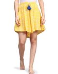 B STORIES Women's Viscose Yellow Tiny Floral Printed Culotte Shorts (LCULO-001-23017-XXL, XX-Large, Yellow)