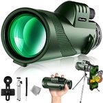 40X60 Monocular Telescope with Smartphone Holder&Tripod, High Power BAK4 Prism Compact Monoculars for Adults Kids HD Monocular Scope for Bird Watching Camping Hiking Concert Travelling