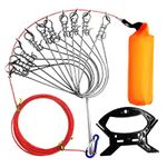 OXDFNZU Fishing Stringer Live Fish Lock, Stainless Steel Fish Stringer Clip, Big Fish Wire Rope Cable with Float and Plastic Handle, Fishing Holder Kit with High Strength 10 Snaps/Buckles