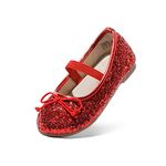 DREEAM Paris Toddler Girls Dress Shoes Little Girls Mary Janes Ballerina Flats Shoes Toddler,Size 11 Little Kid,RED,Belle_01-1