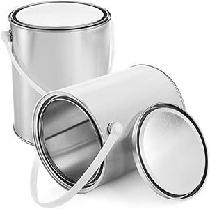 WUWEOT 2 Pack Empty Paint Can, 1 Gallon Metal Unlined Paint Bucket, Paint Pails Paint Jars with Lid and Carry Handle