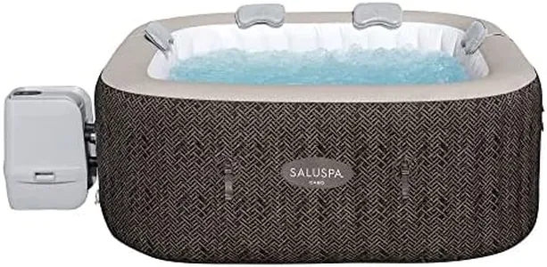 Bestway SaluSpa AirJet 4 to 6 Person Inflatable Hot Tub Square Portable Outdoor Spa with 140 Soothing AirJets and Cover, Brown