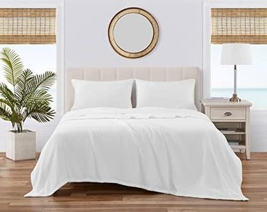 Tommy Bahama 216397 Bahama Coast White Cotton Blanket,White,Queen